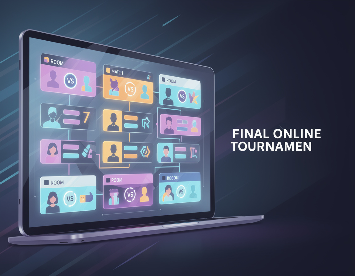 Ilustrasi template poster turnamen mpi555 untuk turnamen game online mpi555 dengan bracket dan room match